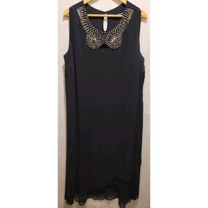 Denim 24/7 Dress Woman's 20W Boho Tribal Art-to-Wear Artsy Beaded Sheer Tunic‎